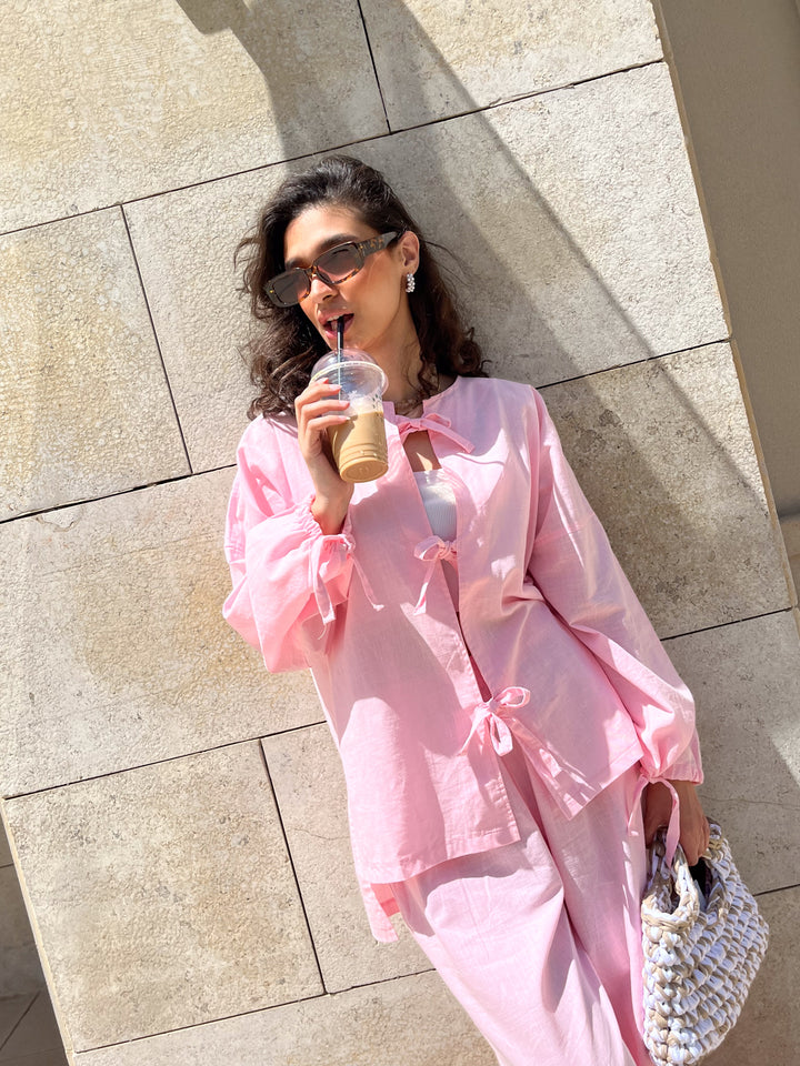 Bow Shirt In Light Pink