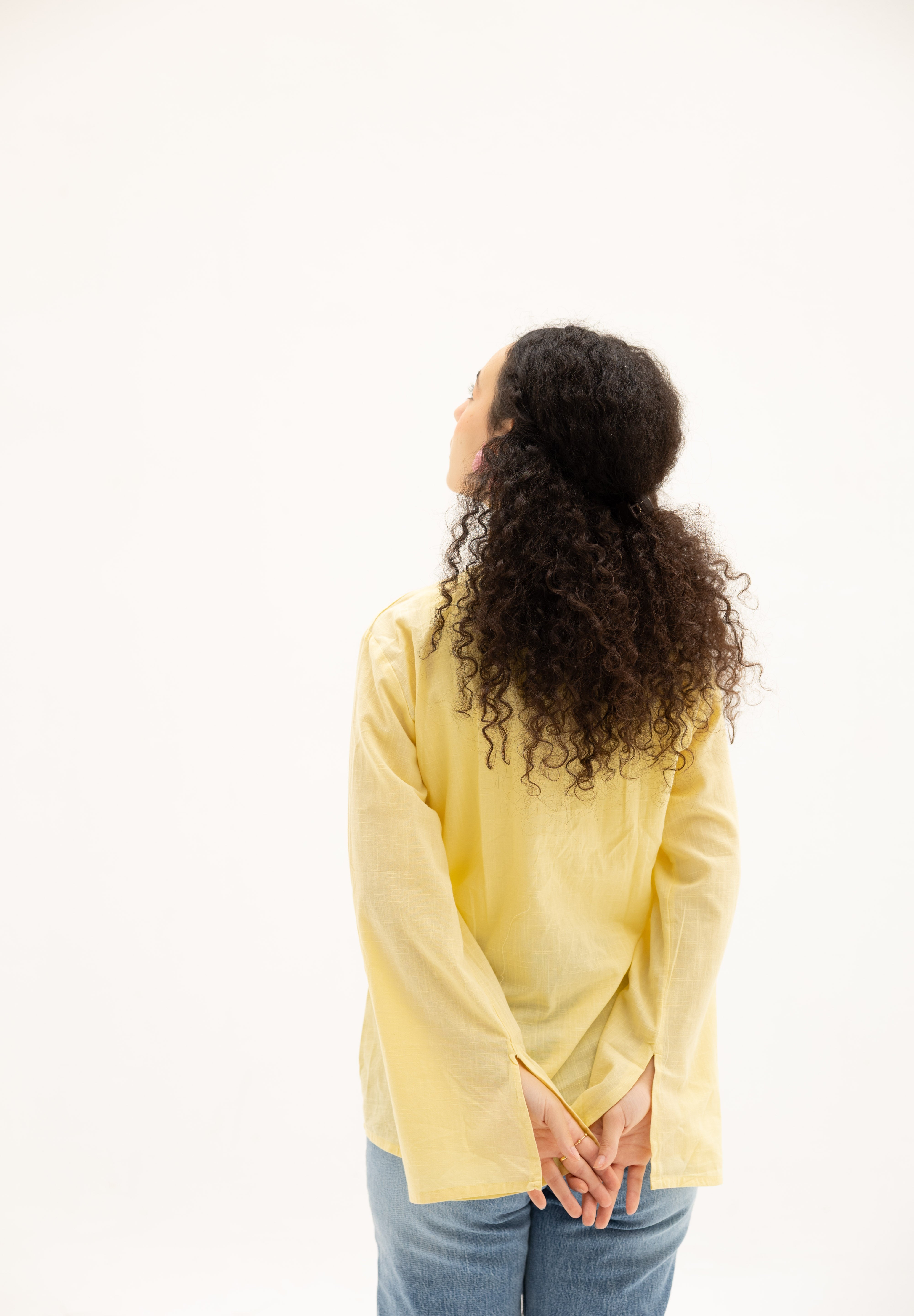 Ruffle Me Up Blouse In Butter Yellow