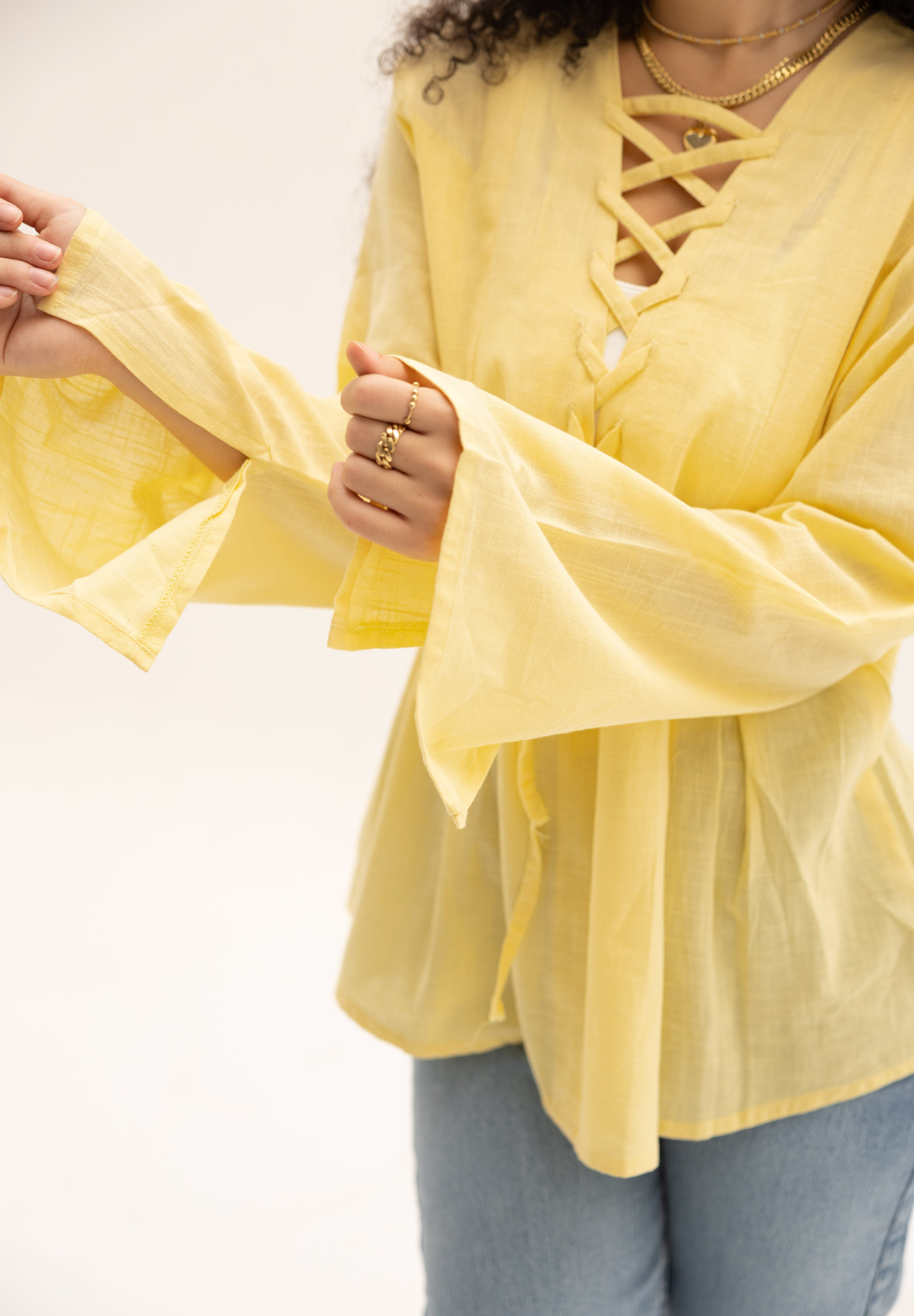 Ruffle Me Up Blouse In Butter Yellow