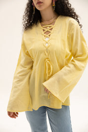 Ruffle Me Up Blouse In Butter Yellow