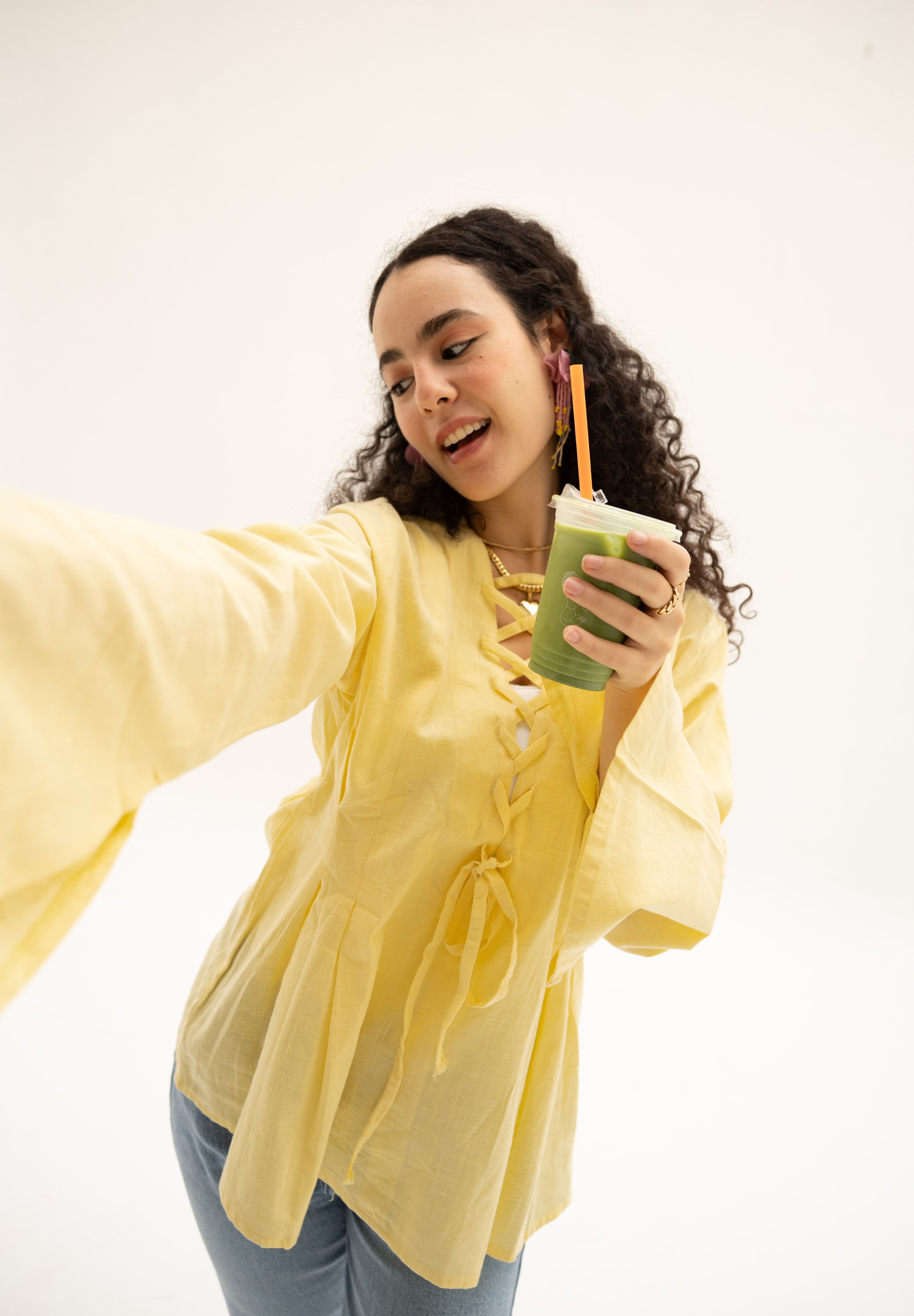 Ruffle Me Up Blouse In Butter Yellow