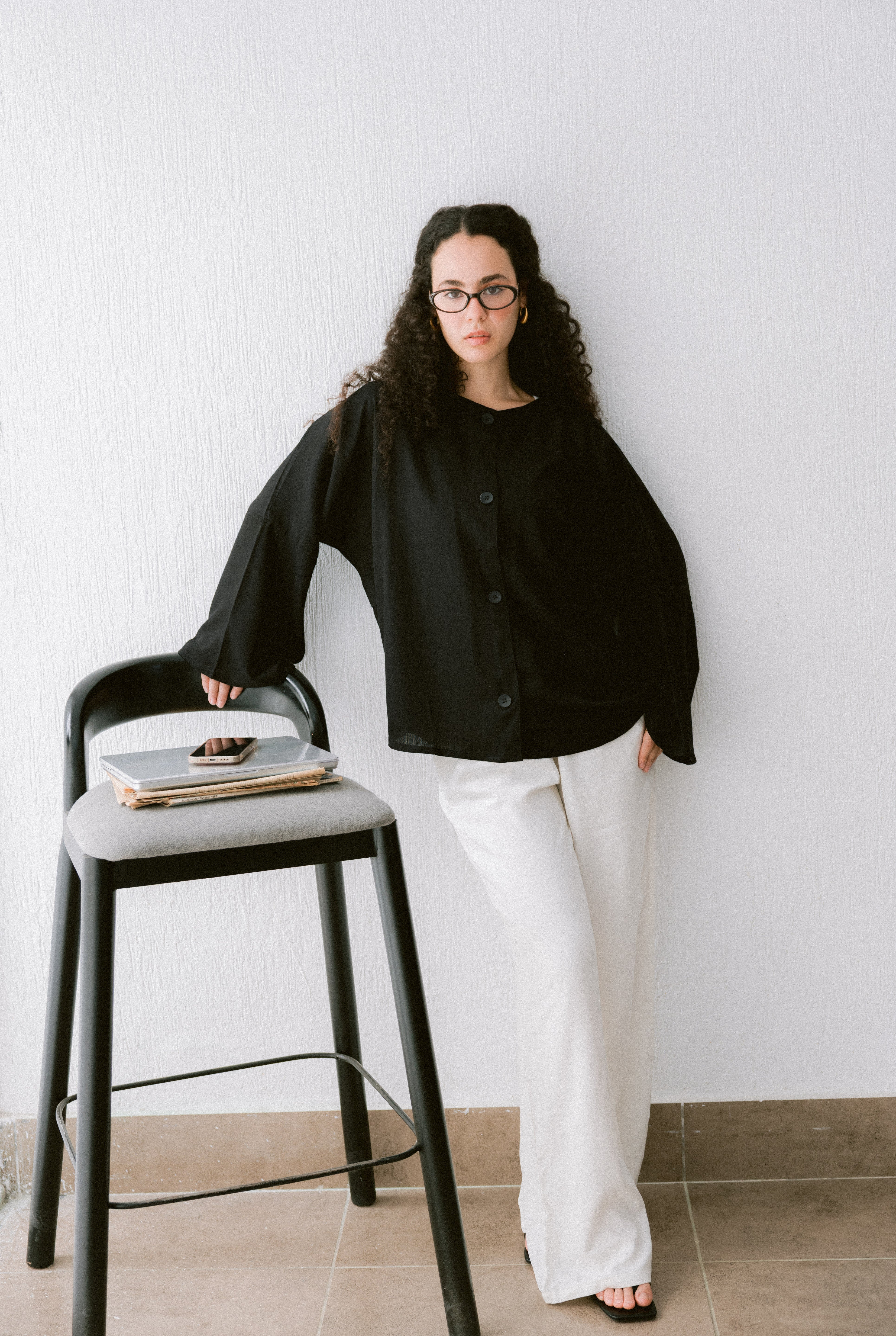 Her Way Linen Shirt In Black