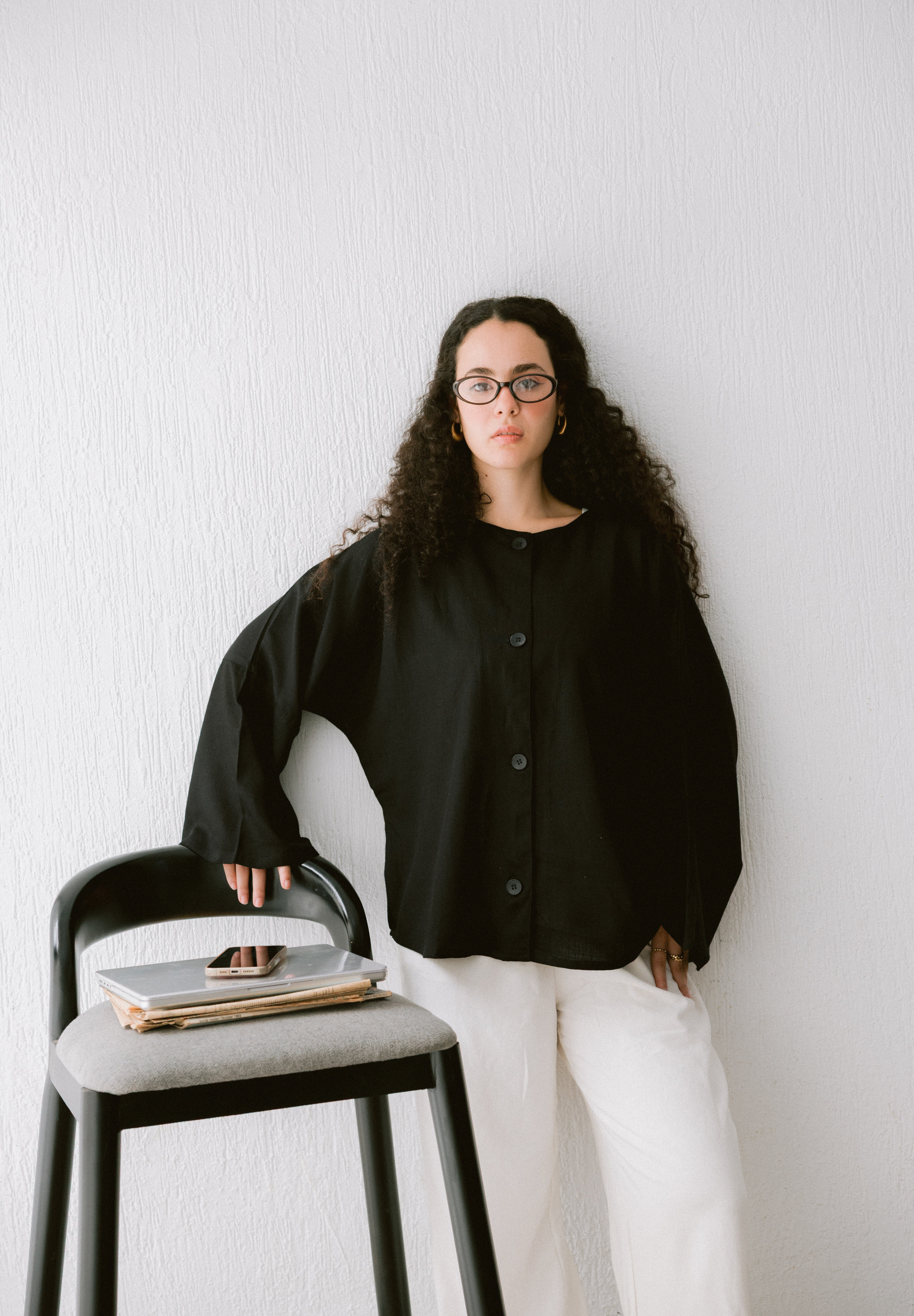 Her Way Linen Shirt In Black