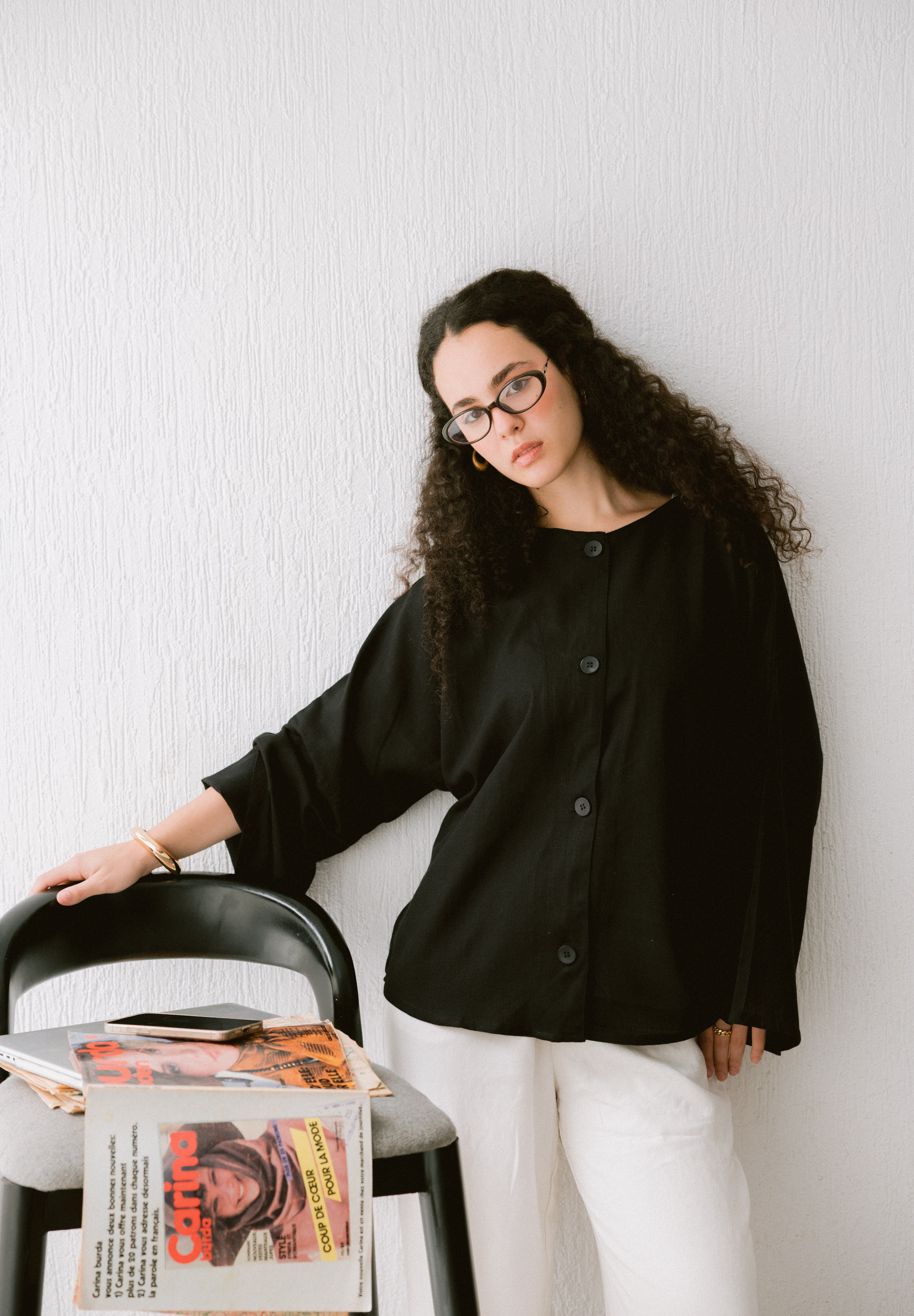 Her Way Linen Shirt In Black