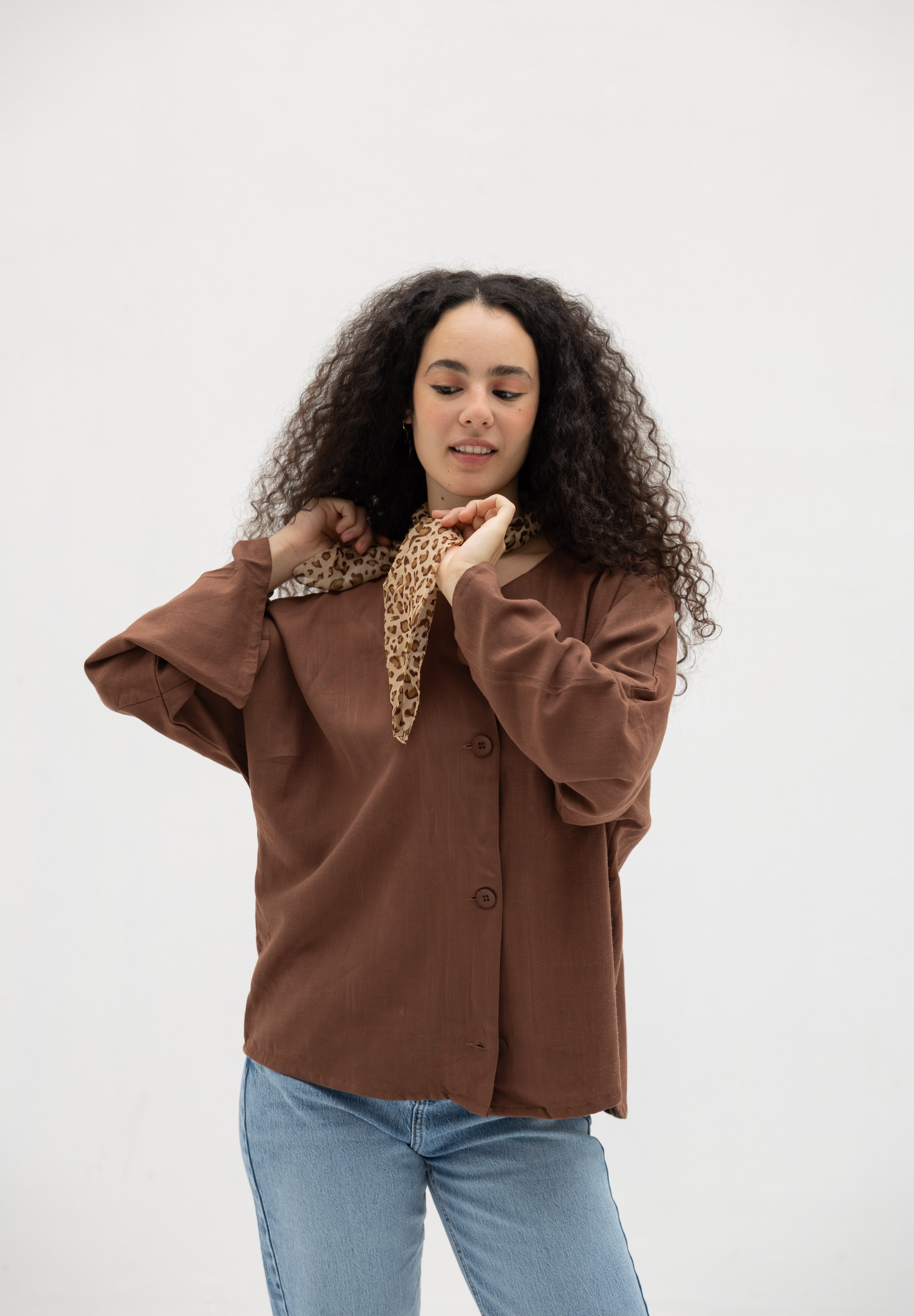 Her Way Linen Shirt In Brown