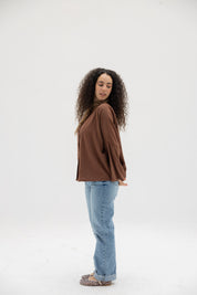 Her Way Linen Shirt In Brown