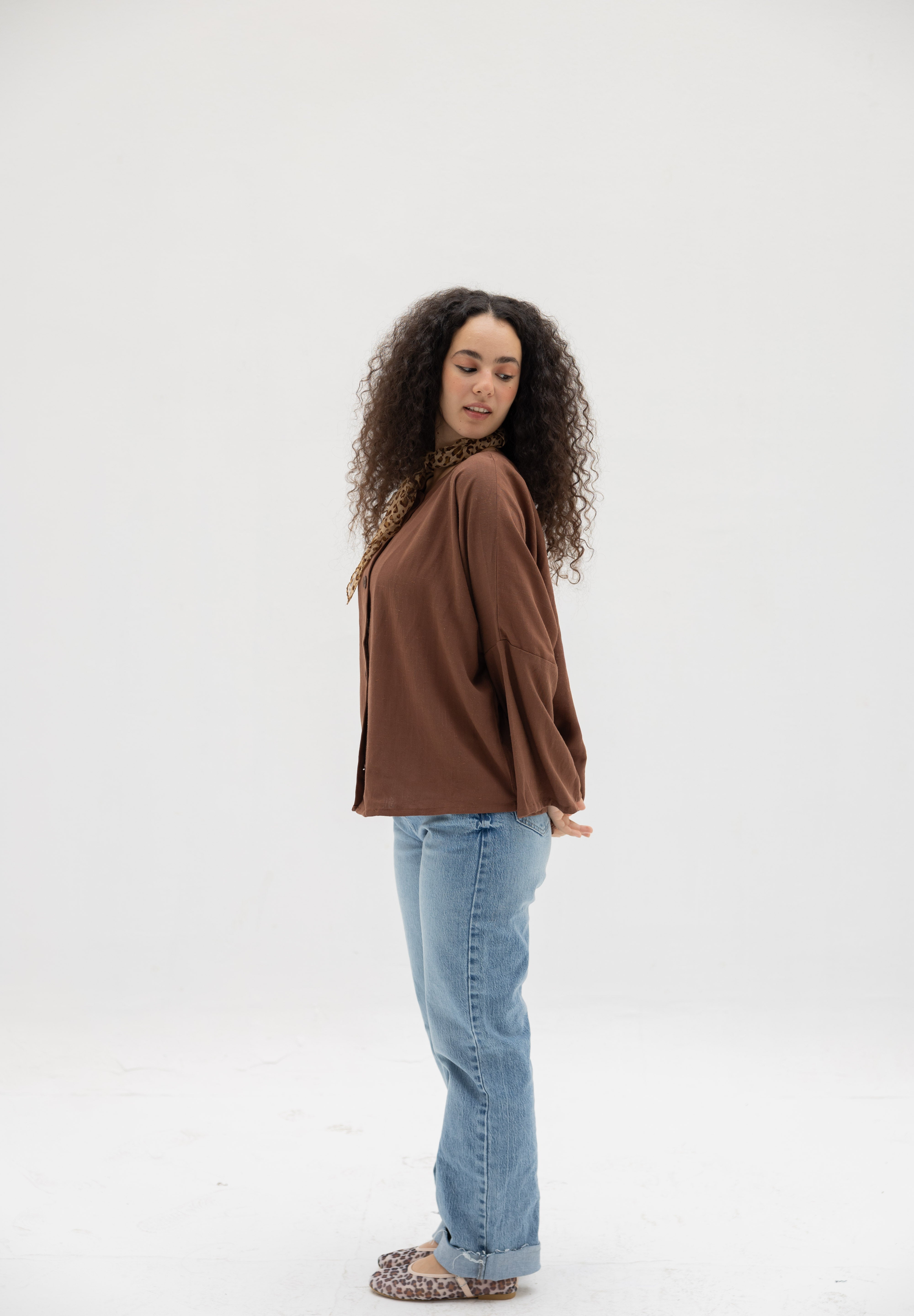 Her Way Linen Shirt In Brown