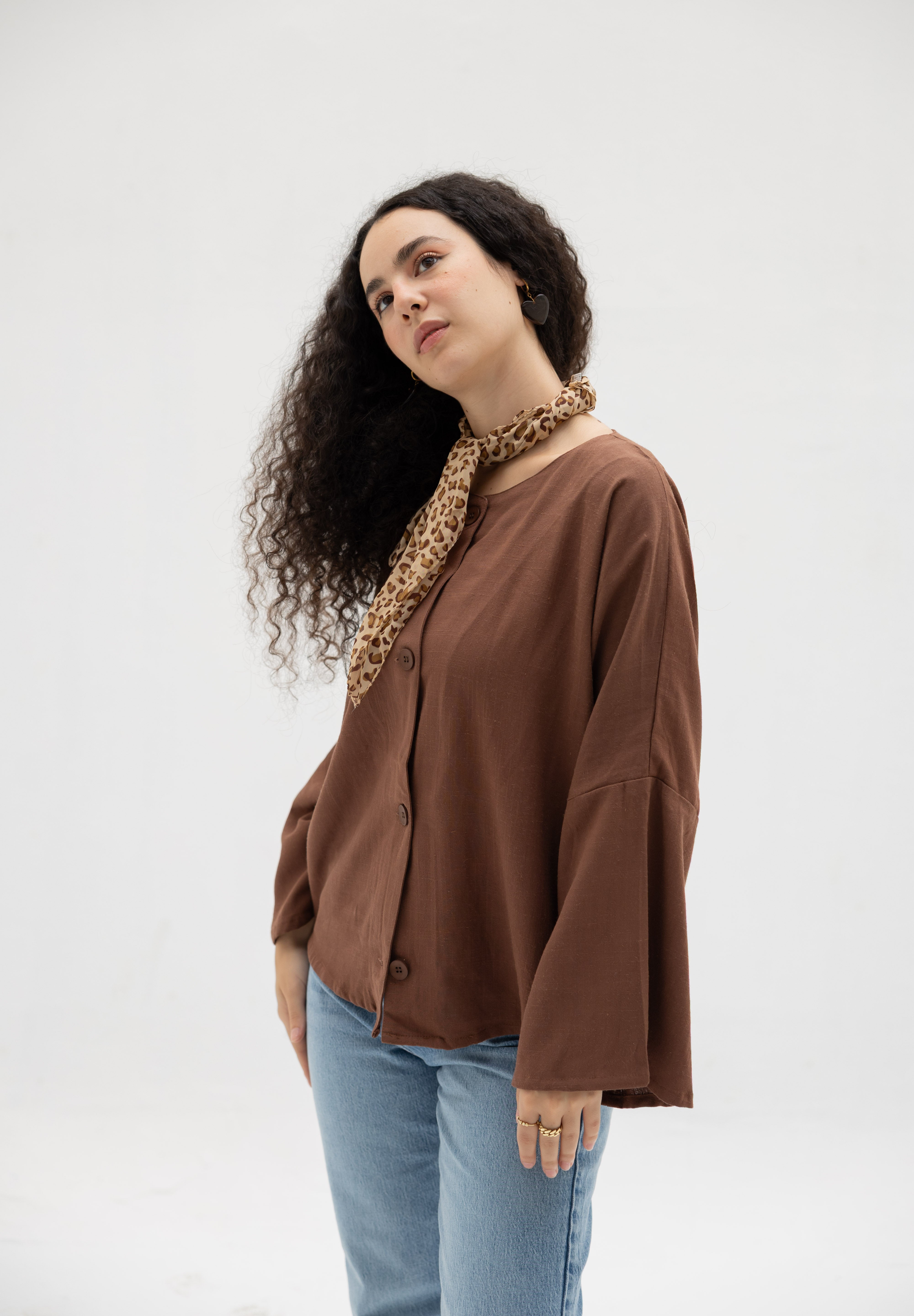 Her Way Linen Shirt In Brown