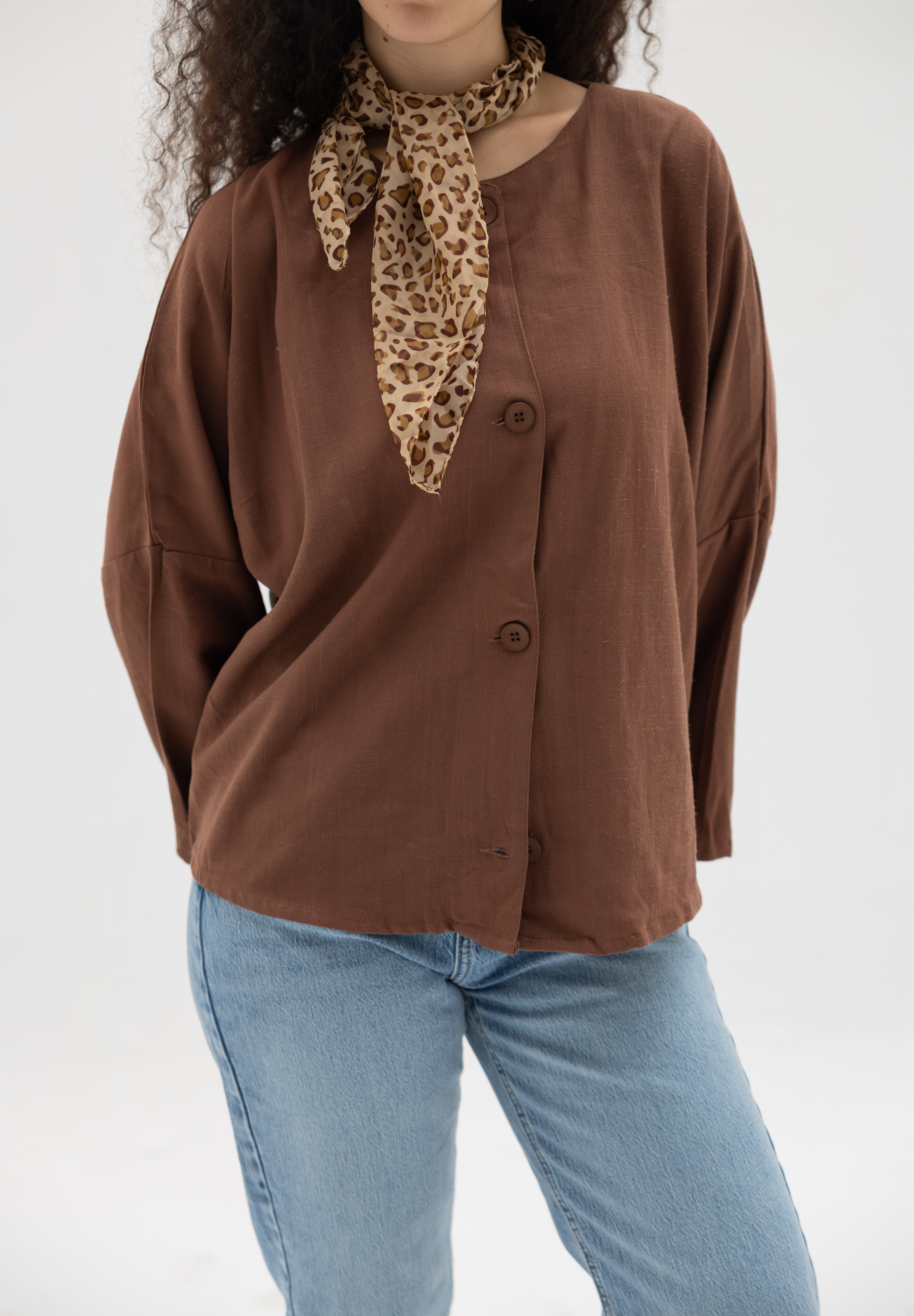 Her Way Linen Shirt In Brown