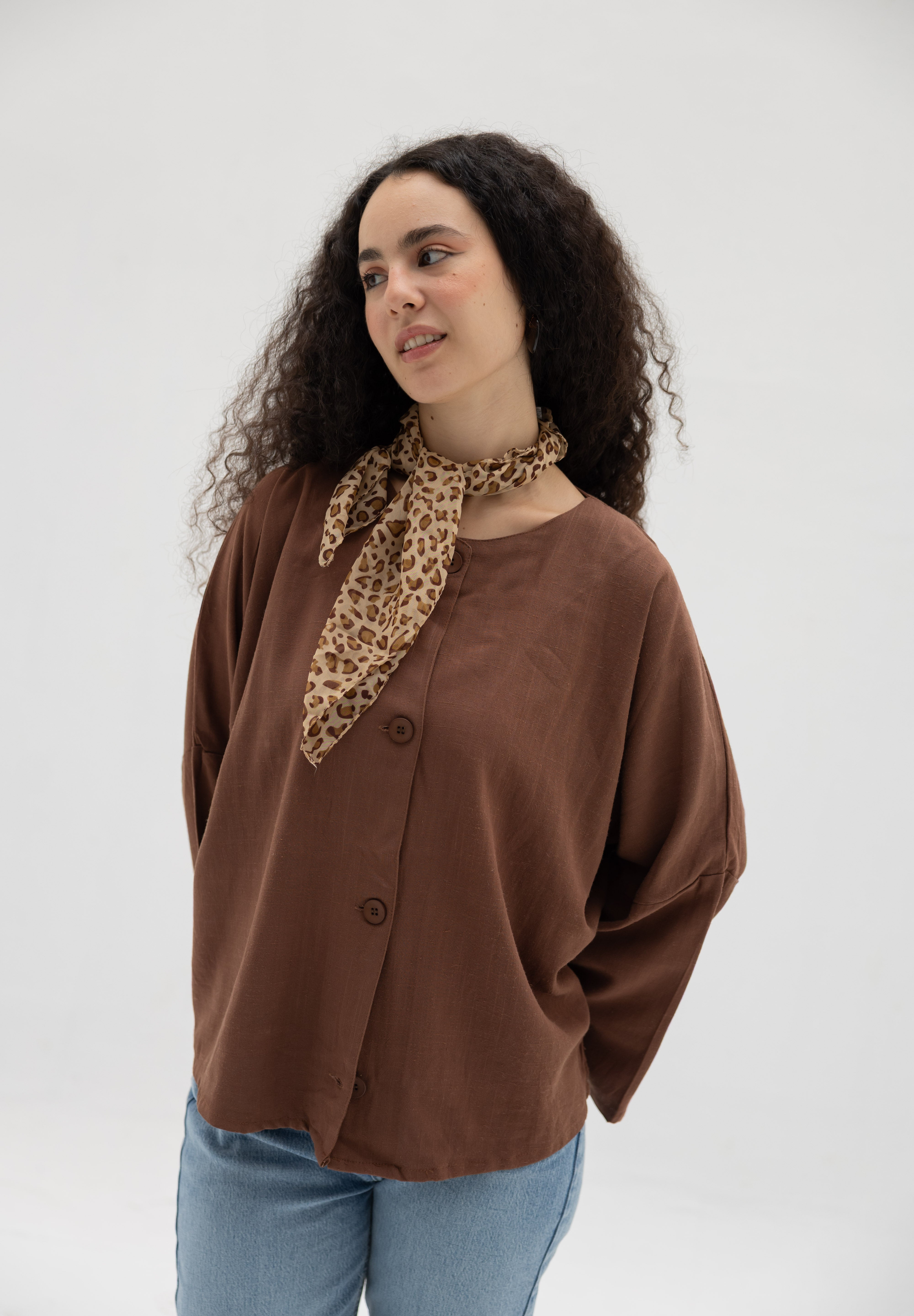 Her Way Linen Shirt In Brown