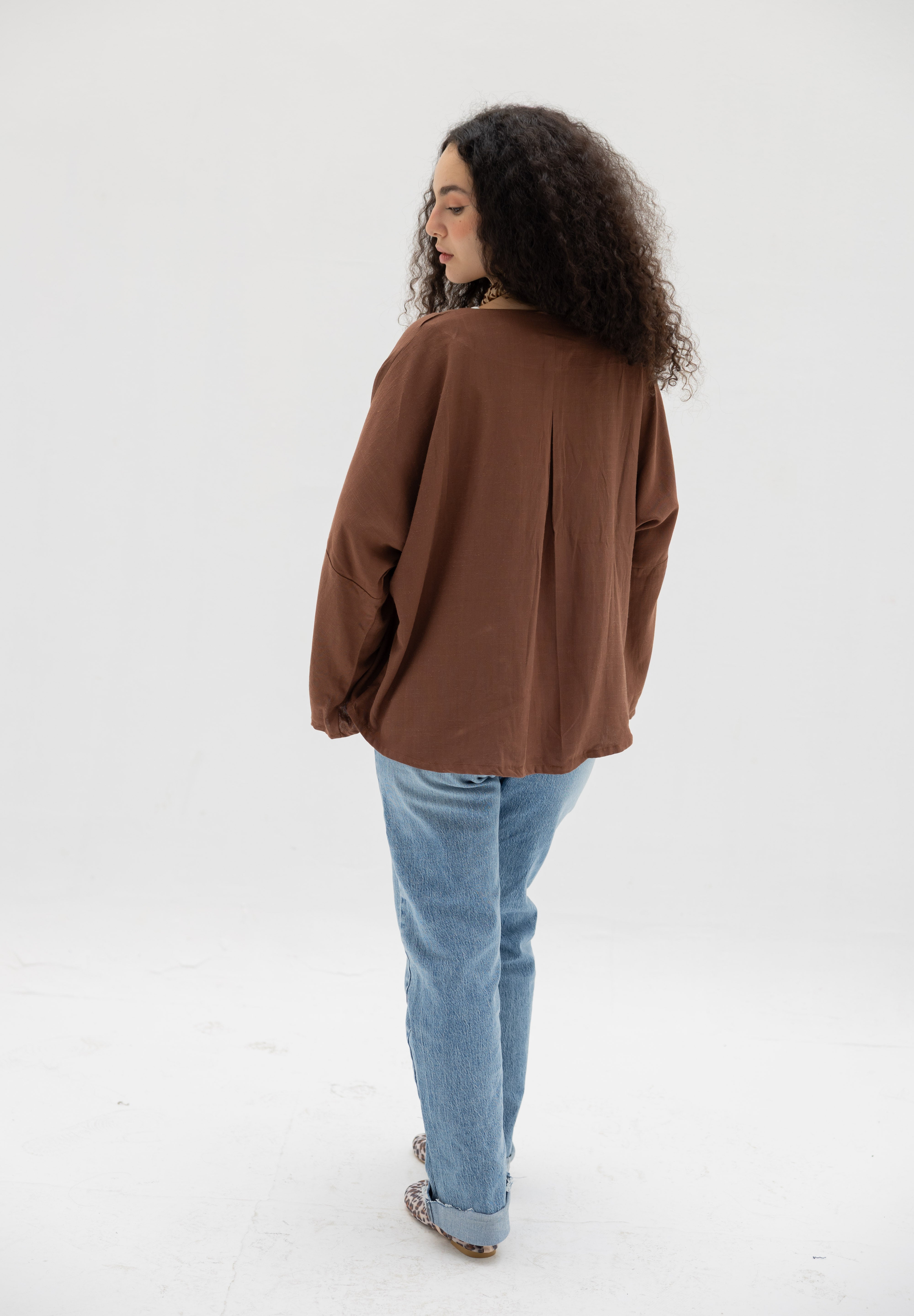 Her Way Linen Shirt In Brown