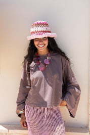 Wide Sleeve T-shirt in Coffee