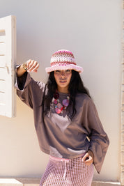 Wide Sleeve T-shirt in Coffee