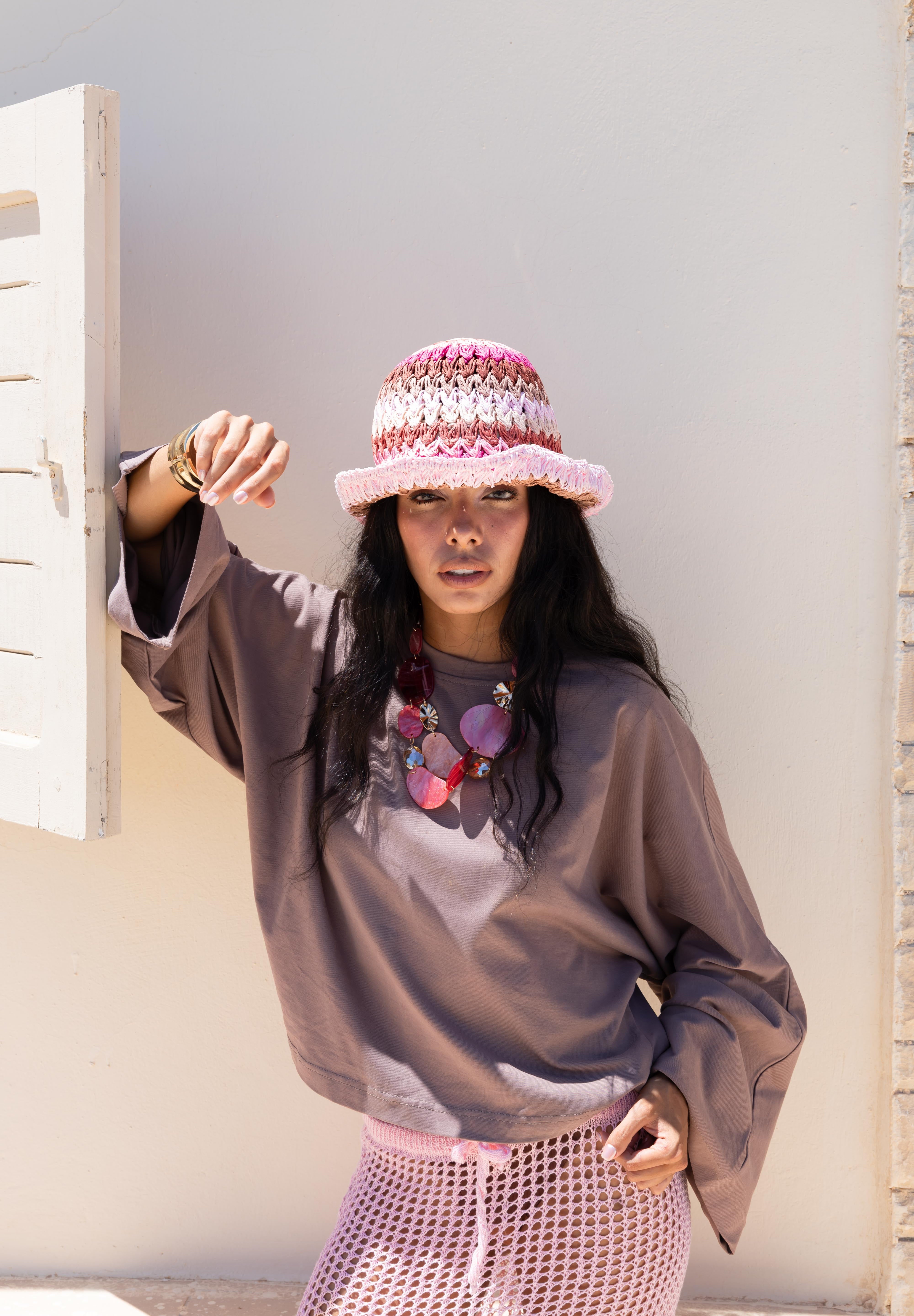 Wide Sleeve T-shirt in Coffee