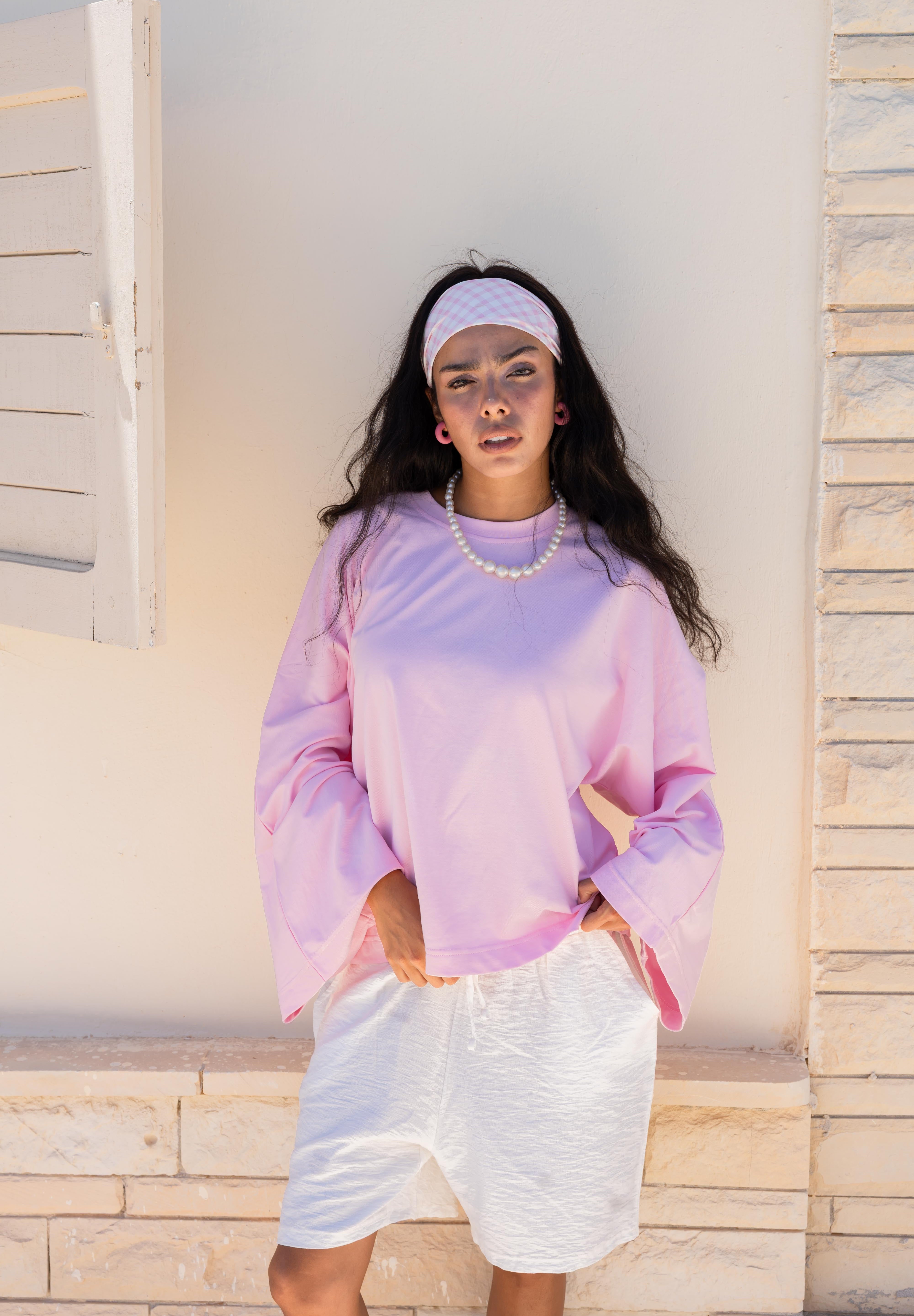 Wide Sleeve T-shirt in pink