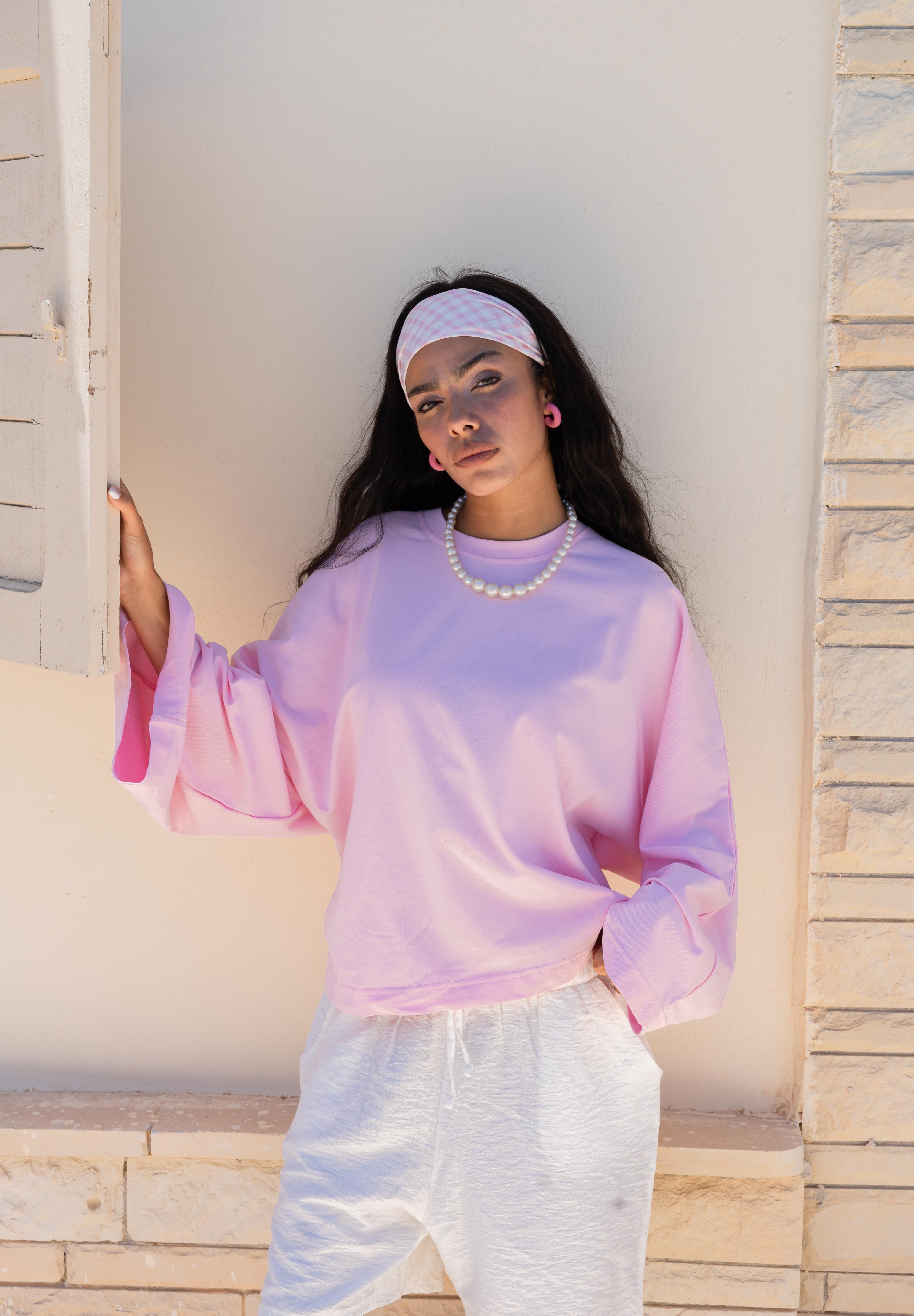 Wide Sleeve T-shirt in pink