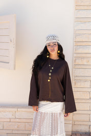 Wide Sleeve T-shirt in brown