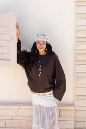 Wide Sleeve T-shirt in brown