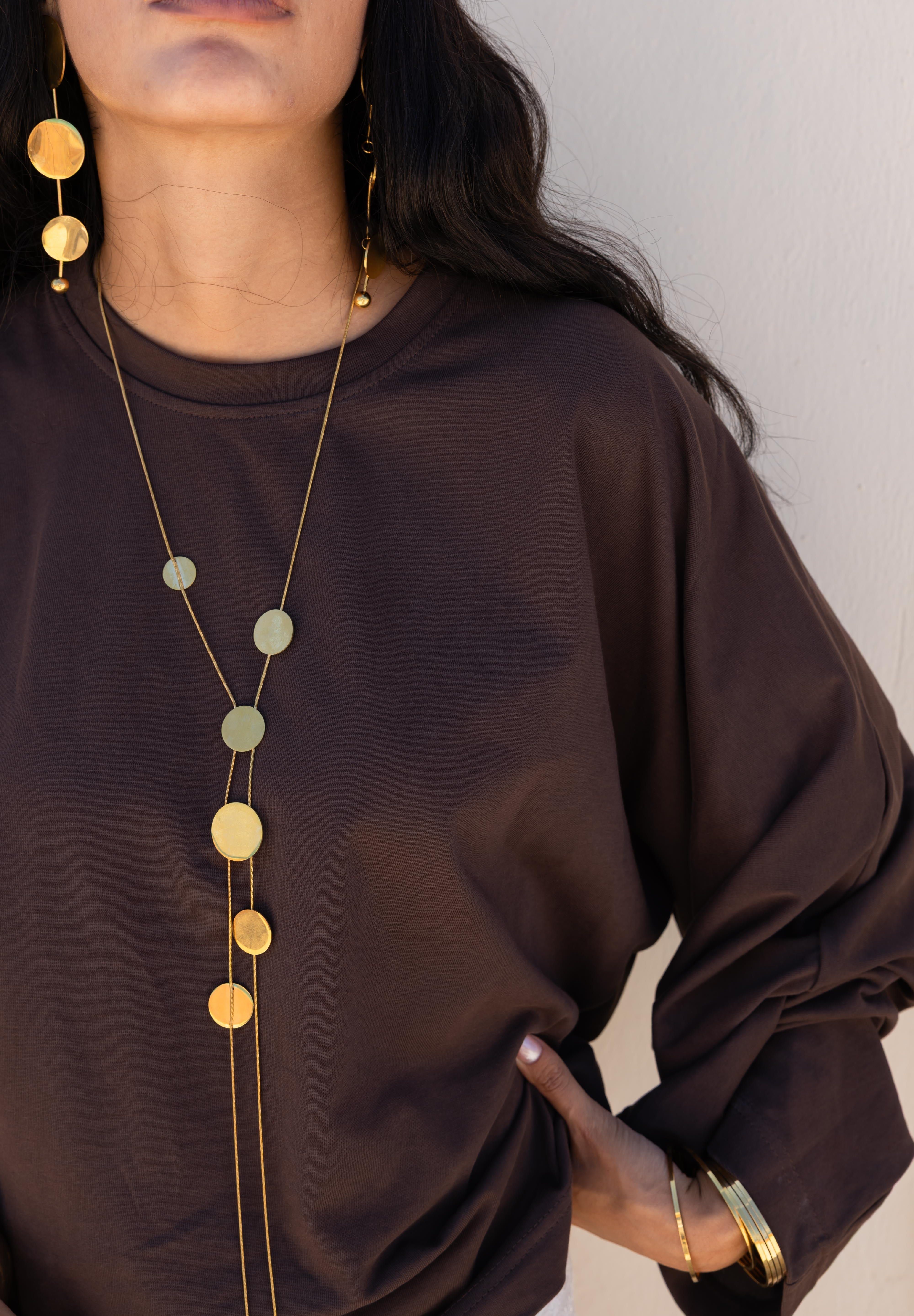 Wide Sleeve T-shirt in brown