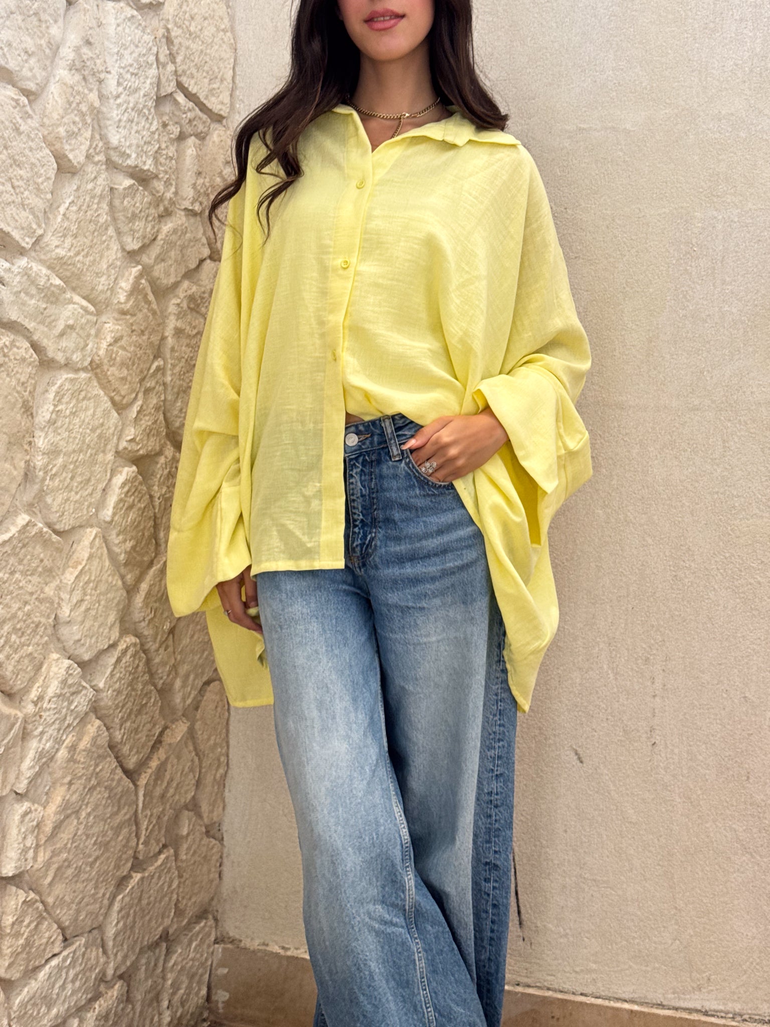 Butterfly kimono In Butter Yellow