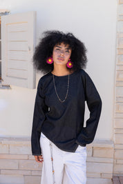 Girlie Denim Blouse In Black