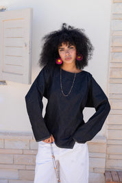 Girlie Denim Blouse In Black
