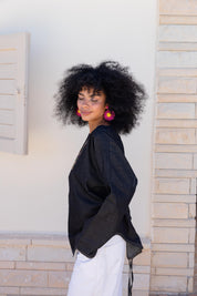 Girlie Denim Blouse In Black