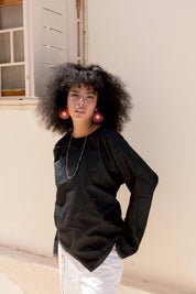 Girlie Denim Blouse In Black