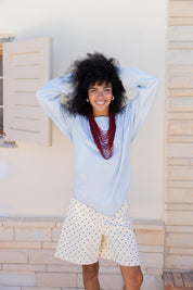 Girlie Denim Blouse In Light Blue
