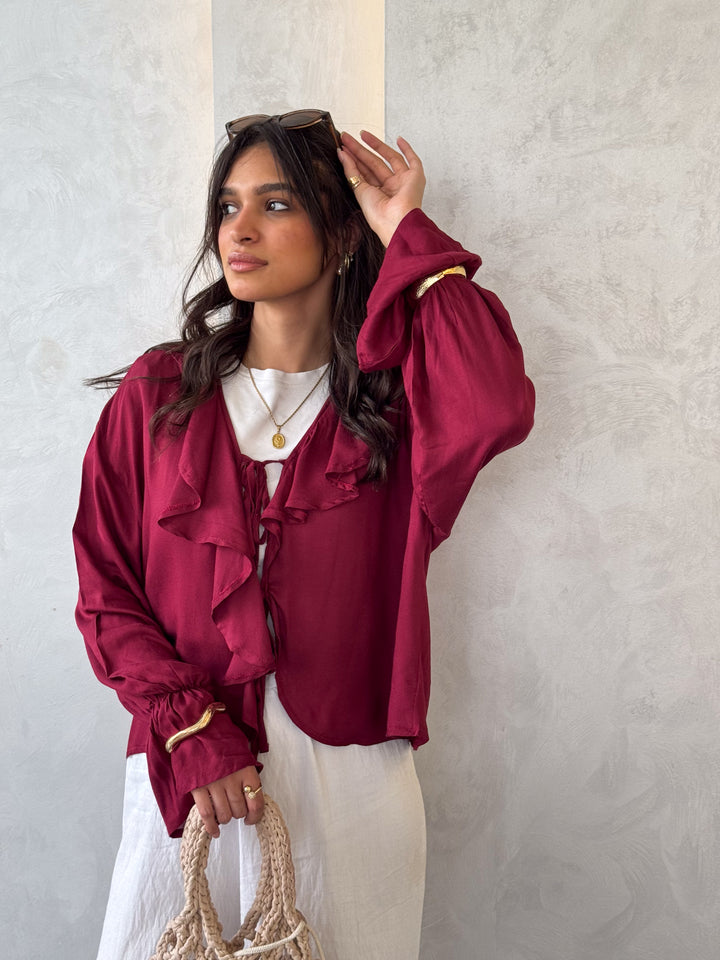 Maroon Ruffle Blouse