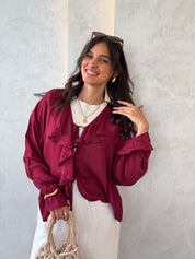 Maroon Ruffle Blouse