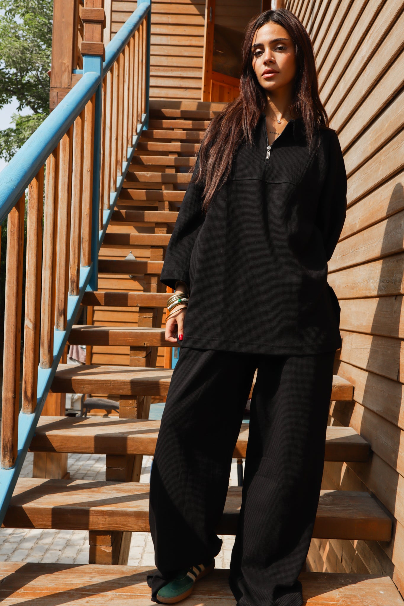 Sustainable Waffle TOP In Black