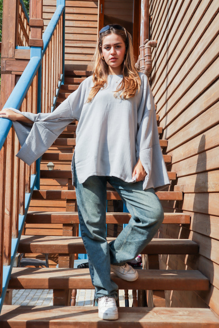 Linen Blouse In Greyish