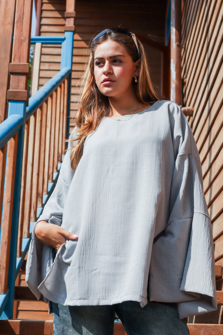 Linen Blouse In Greyish