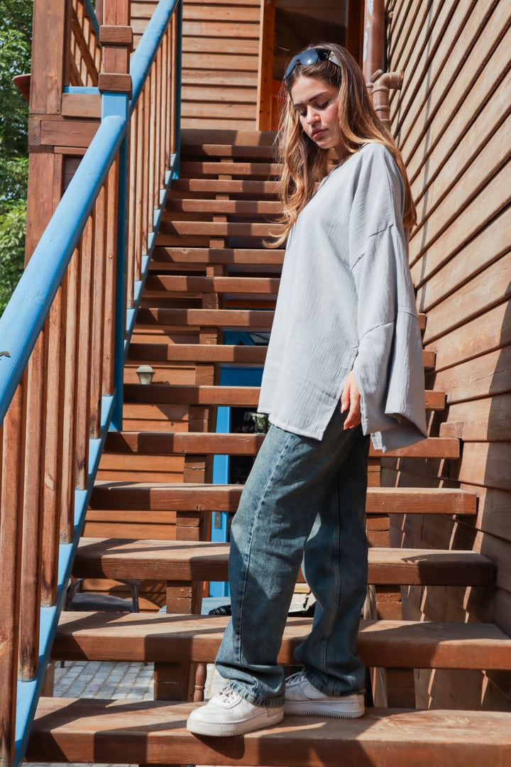 Linen Blouse In Greyish