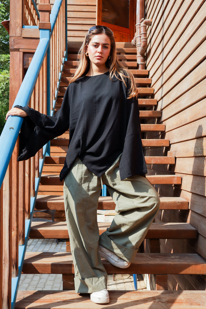 Linen Blouse In Black