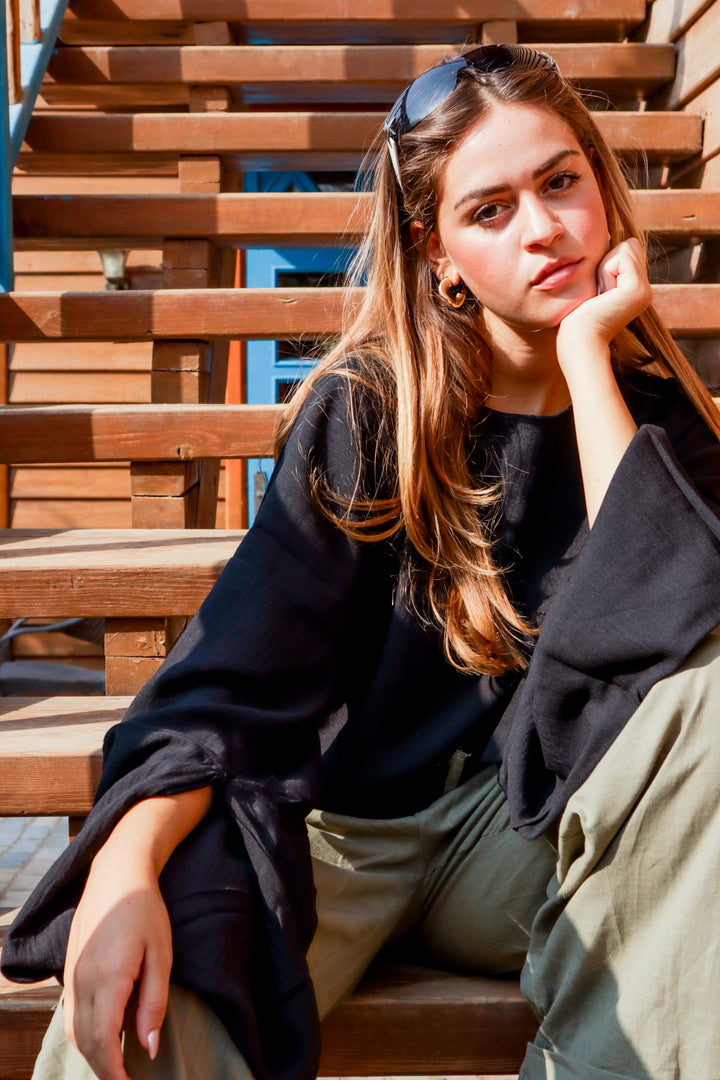 Linen Blouse In Black