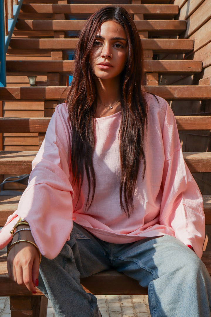 Linen Blouse In Soft Pink