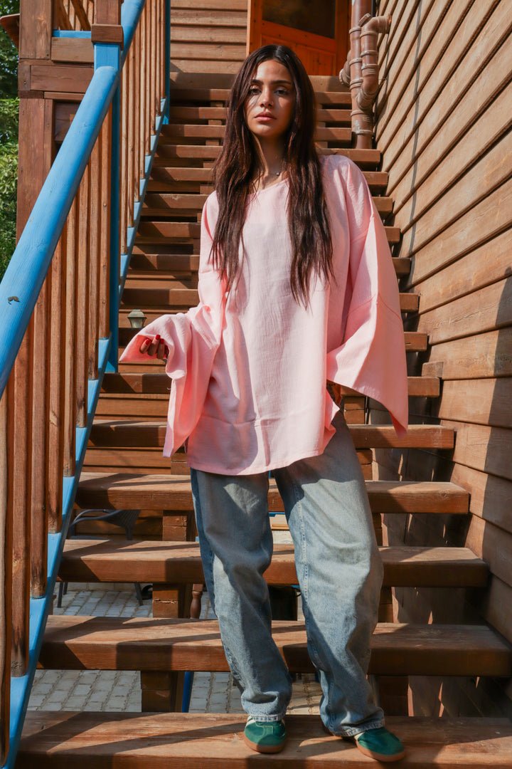 Linen Blouse In Soft Pink