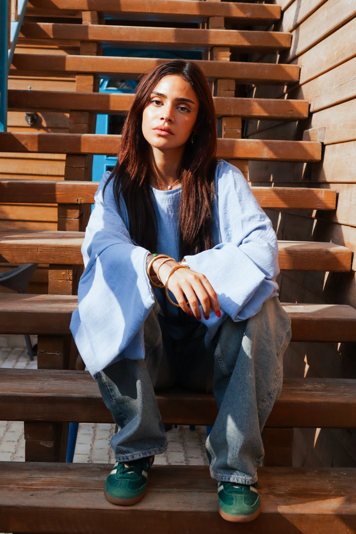 Linen Blouse In Baby Blue