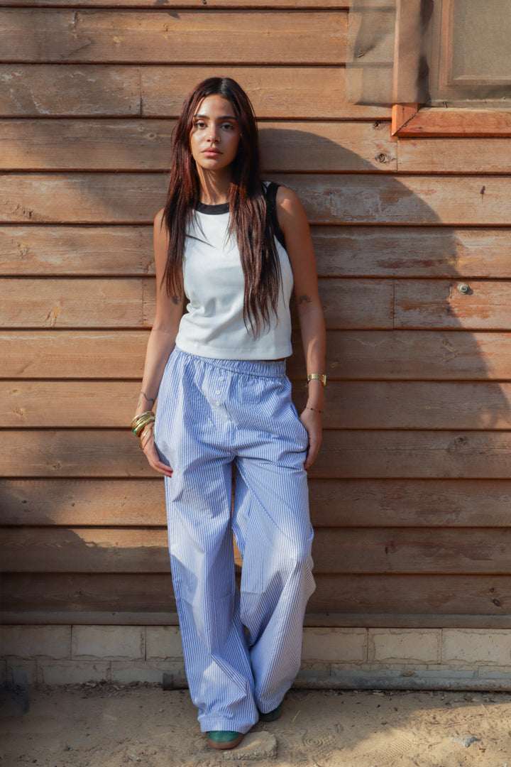 STRIPED BOXER PANTS IN BLUE