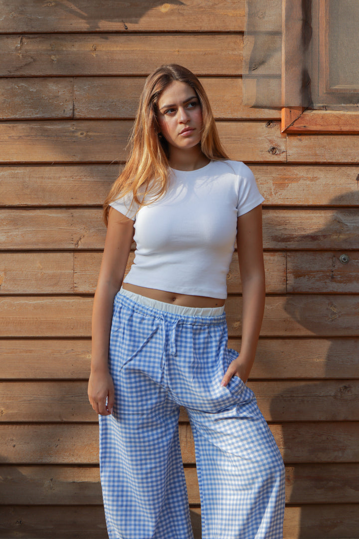 Gingham Pants In Blue