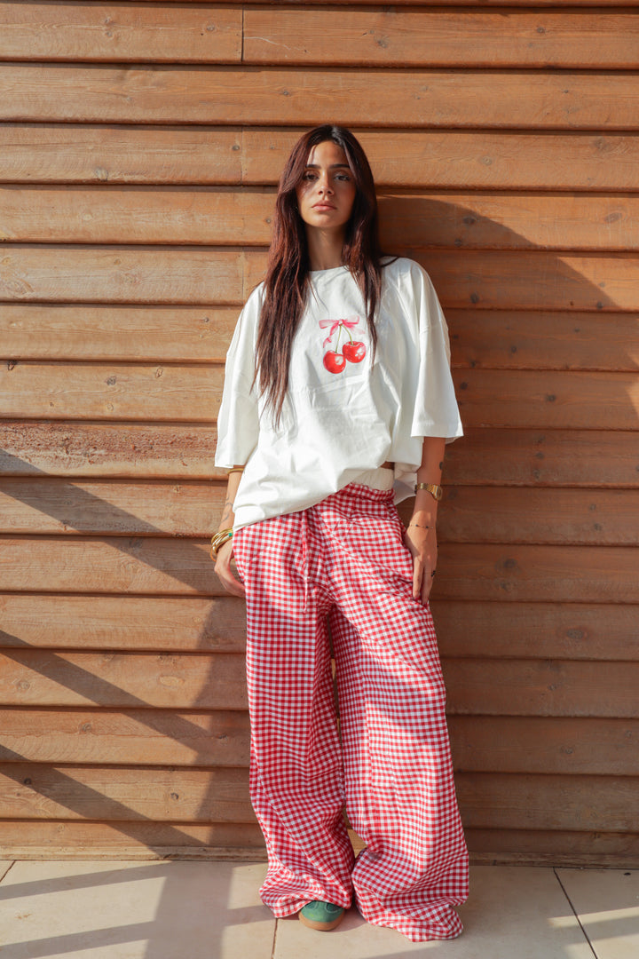 Gingham Pants In Red