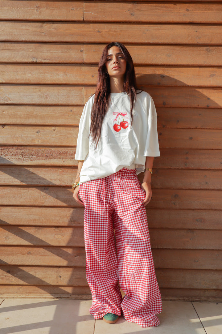 Gingham Pants In Red