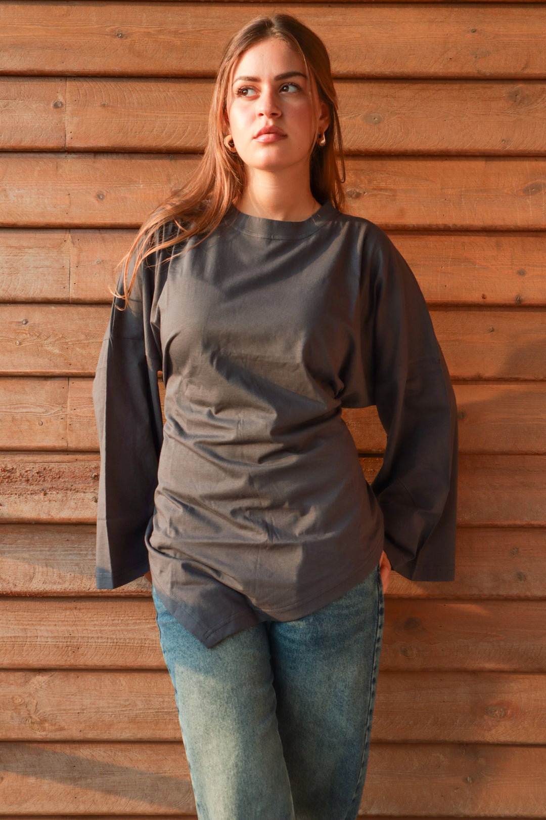 Girlie Blouse In Dark Grey