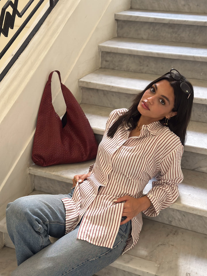 Strippy Shirt In Maroon
