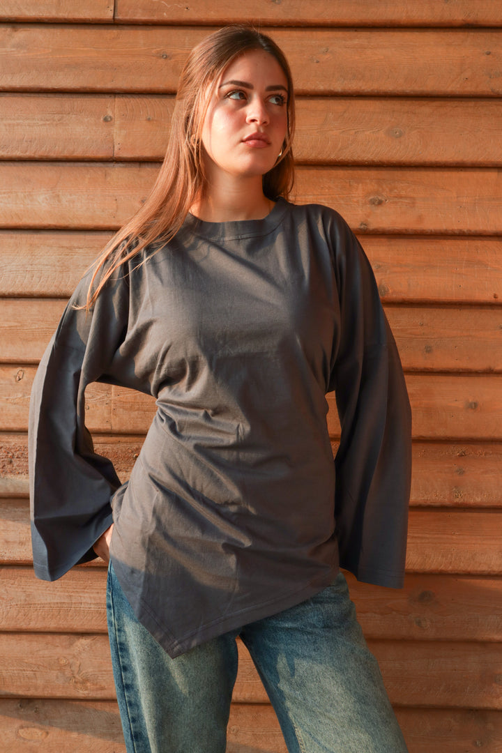 Girlie Blouse In Dark Grey