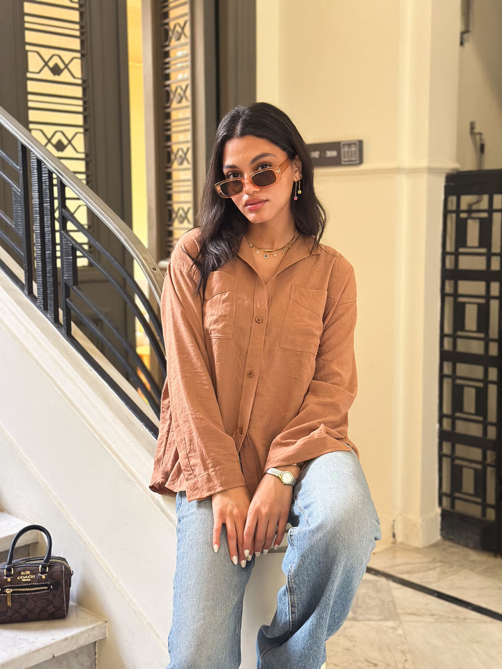 The Linen Shirt In caramel