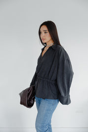 Twist Wrap Blouse In Black