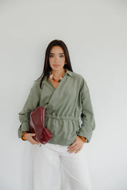 Twist Wrap Blouse In Olive